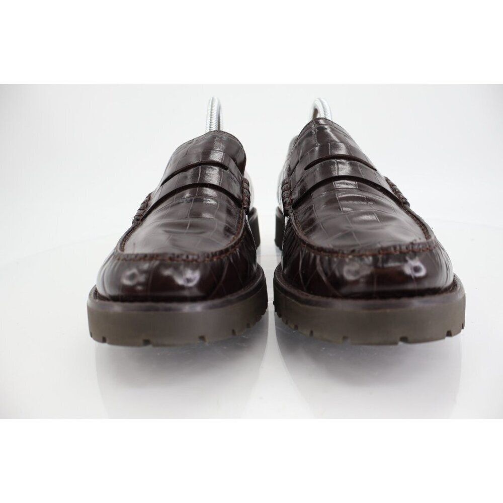 Cole Haan Geneva Platform Penny Loafers Croc Embossed Leather Womens 11 B Brown - Picture 3 of 13